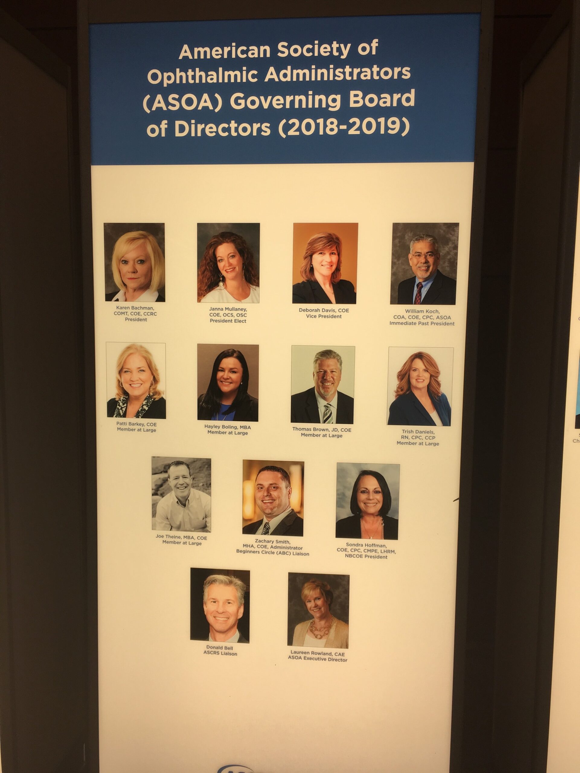 ASOA Board of Directors Election Results Thomas Brown, JD, COE Eye